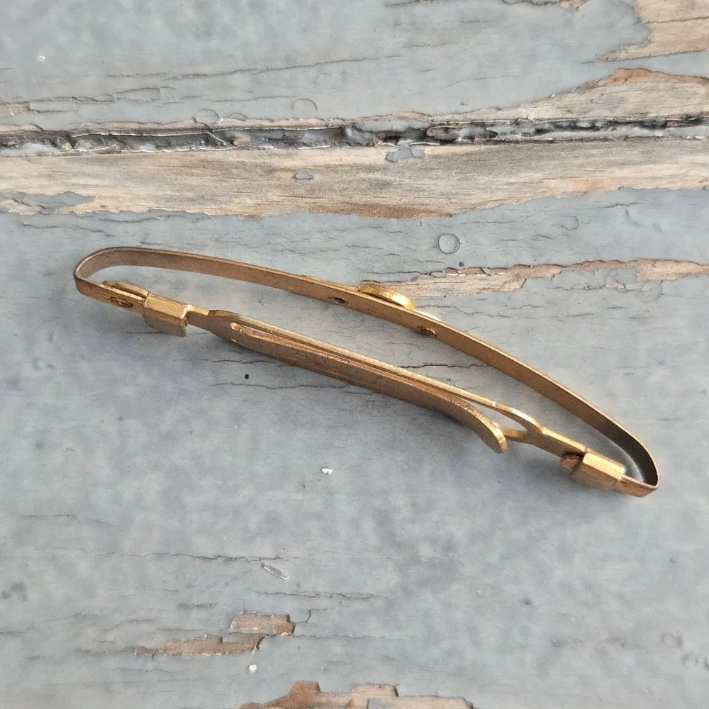 Vtg Ty King Tie‎ Clip Gold Blue Enamel W Logo Men 3